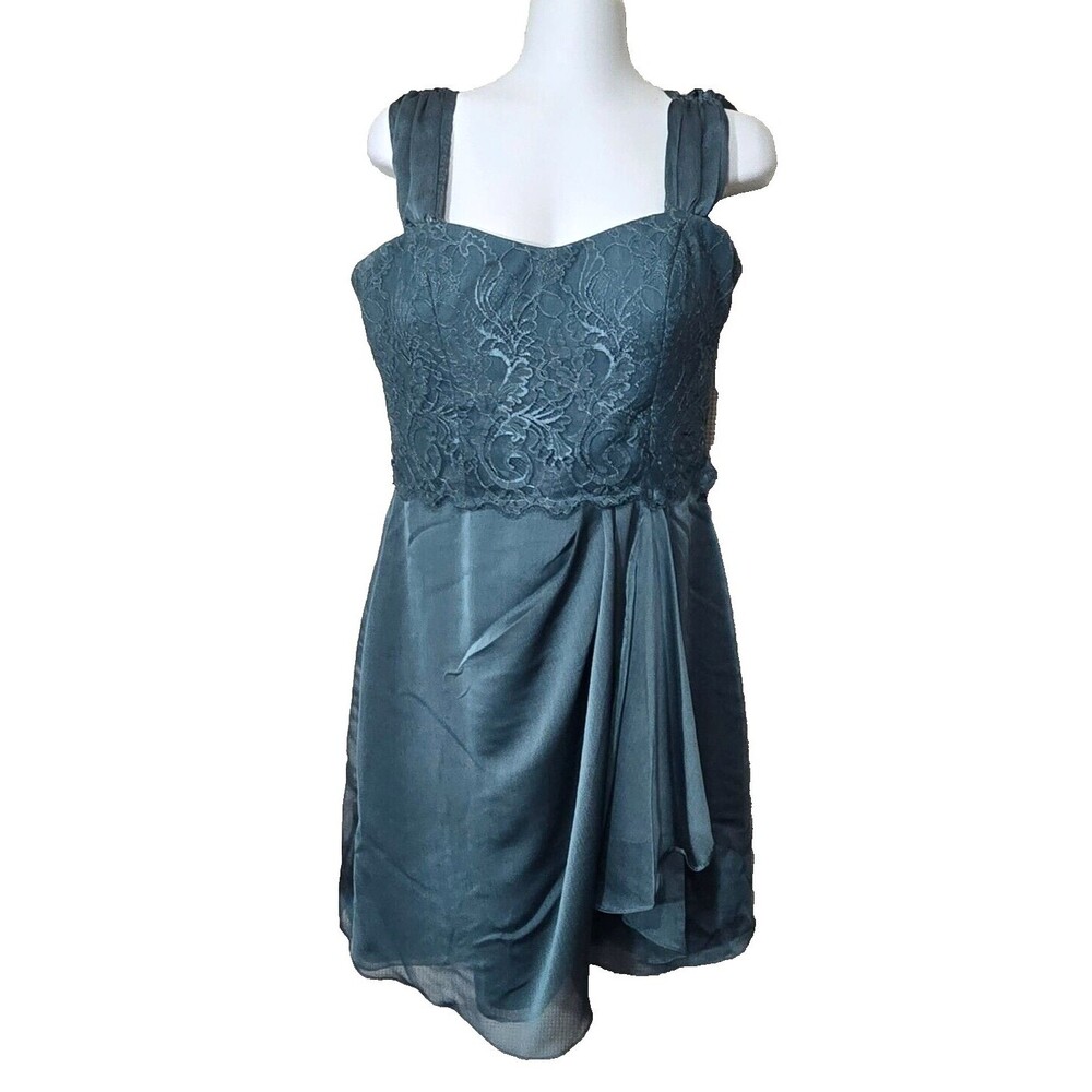 Jim Hjelm Occasions Dress Womens 12 Sage Green Lace Chiffon Party Formal